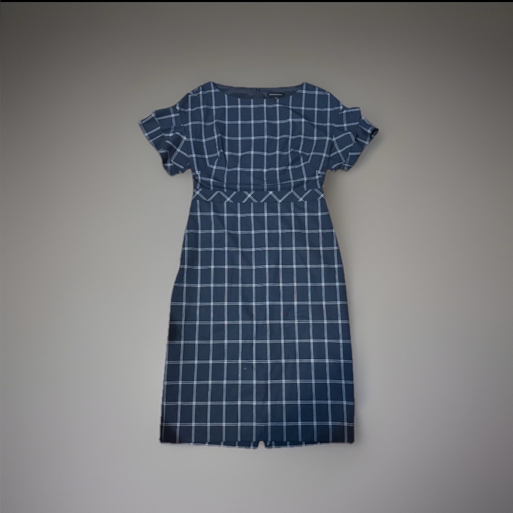 Banana Republic Navy Checkered Midi Dress